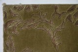 Gold Floral Wool and Silk Area Rug