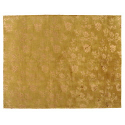 Gold Floral Wool and Silk Area Rug