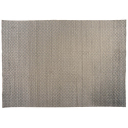 Silver and Grey Quatrefoil Design Wool Area Rug