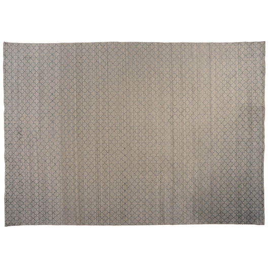 Silver and Grey Quatrefoil Design Wool Area Rug