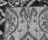 Charcoal and Silver Damask Design Area Rug