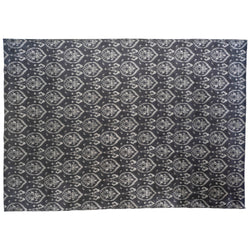 Charcoal and Silver Damask Design Area Rug