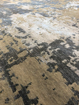 Steel Blue and Beige Abstract Area Rug