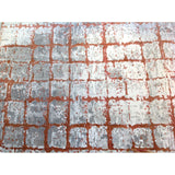 Grid Rust and Silver Rug