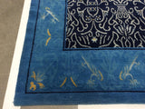 Transitional Blue Wool and Silk Area Rug