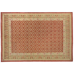 Red and Beige Traditional Style Wool Area Rug