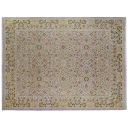 Floral Area Rug with Beige, Green and Gold