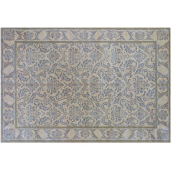 Blue Floral and Natural Rug