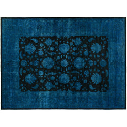 Blue and Black Silky Wool Rug