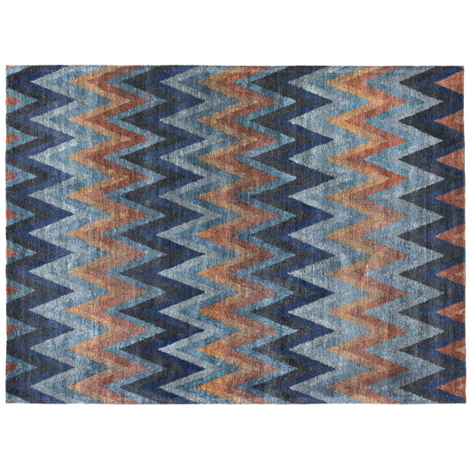 Chevron Pattern Tweed Collection Rug in Indigo