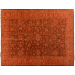 Red Orange Silky Wool Rug