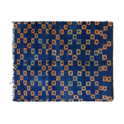 Blue Moroccan Rug with Orange Boxes