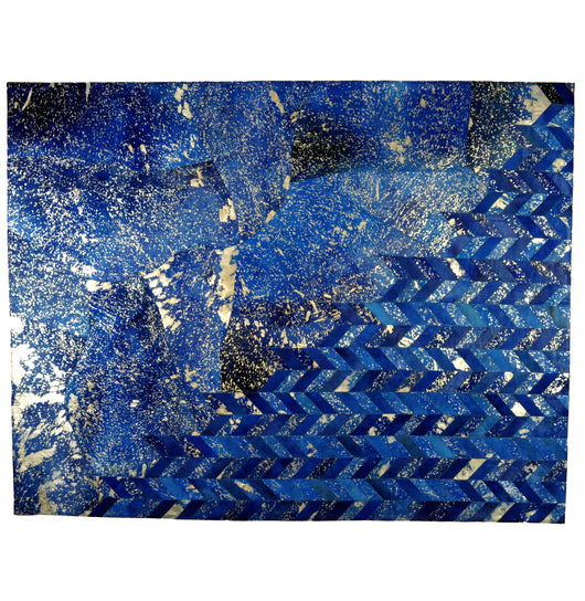 Metallic Silver and Blue Hide Rug