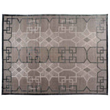 Art Deco Style Area Rug in Black, Taupe and Silver