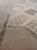 Art Deco Style Area Rug in Black, Taupe and Silver