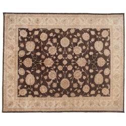 Traditional Pakistani Brown Floral Area Rug