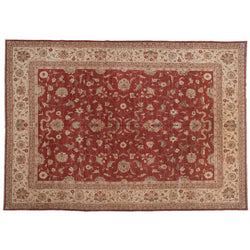Red and Beige Traditional Pakistani Wool Rug