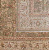 Traditional Pakistani Green and Beige Floral Rug