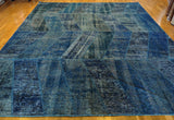 Patchwork Blue Overdyed Rug