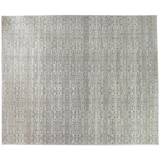 Cream and Charcoal Cut and Loop Area Rug